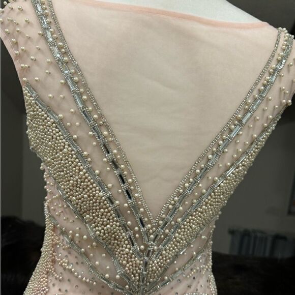 Custom Design Sample, Stunning Beads/Rhinestones Jacquard Brocade Fishtail Gown - Picture 15 of 15